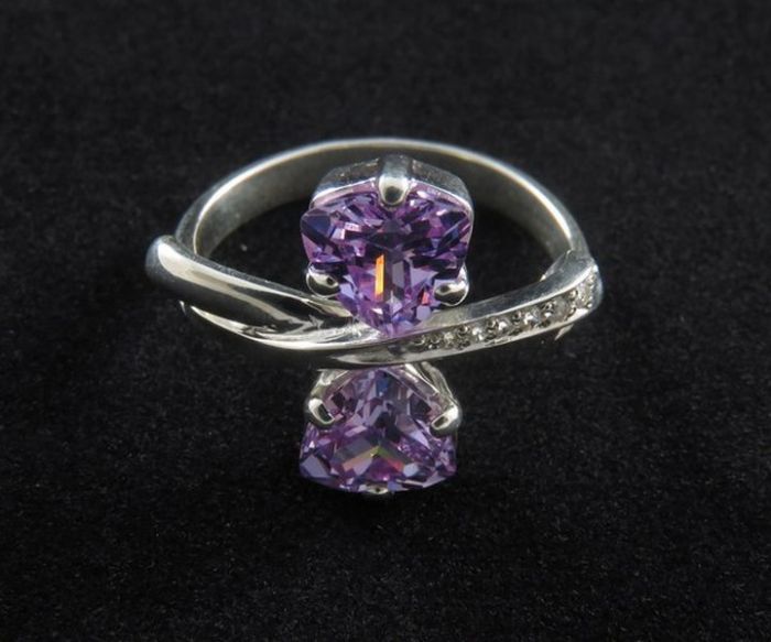 Кольцо из серебра 925 пробы с фианитами - 4