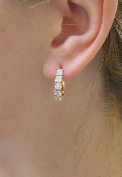 Золотые серьги с фианитами Swarovski - 21