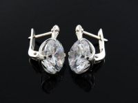 Серебряные серьги 925 пробы с фианитами - 32