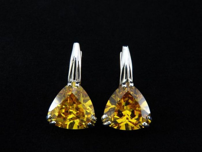 Серьги из серебра с фианитами - 11