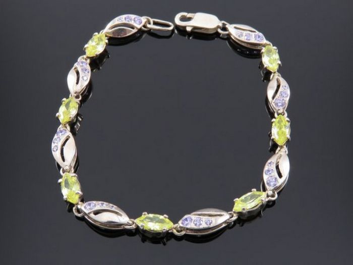 Серебряный браслет с фианитами - 7