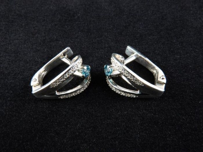 Серебряные серьги с фианитами Swarovcki - 15