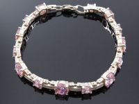 Серебряный браслет с фианитами - 8