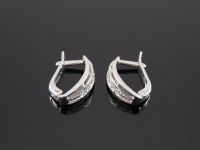 Серебряные серьги 925 пробы с фианитами - 40