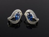 Серебряные серьги 925 пробы с фианитами - 30