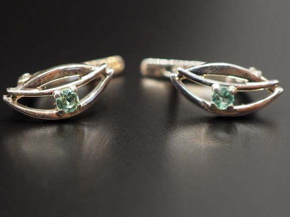 Серьги из серебра с натуральными бериллами - 54
