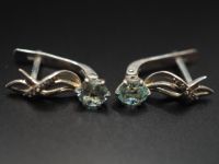 Серьги из серебра с натуральными бериллами и фианитами - 57