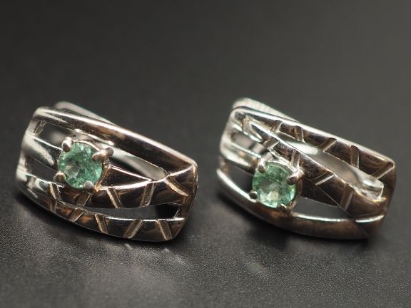Серьги из серебра с натуральными бериллами - 58