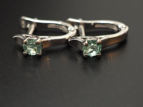 Серьги из серебра с натуральными бериллами - 61