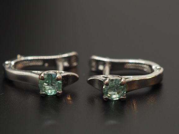 Серьги из серебра с натуральными бериллами - 61