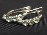 Серьги из серебра с натуральными бериллами - 63