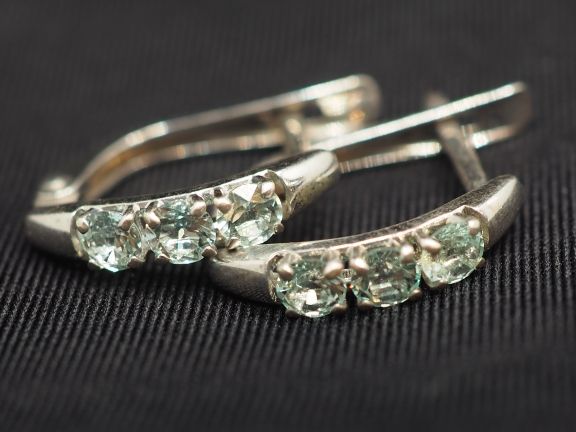 Серьги из серебра с натуральными бериллами - 63