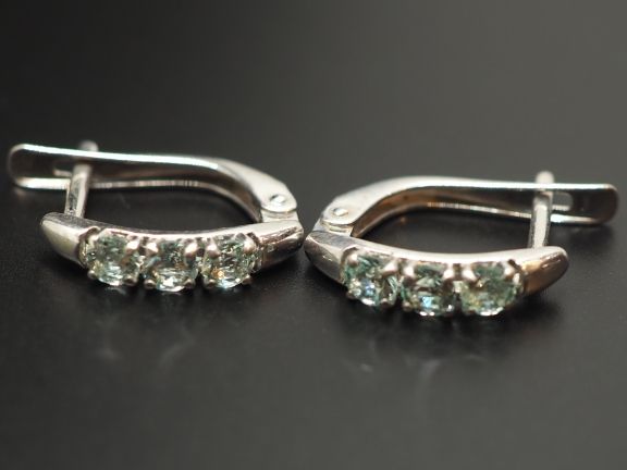 Серьги из серебра с натуральными бериллами - 63