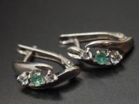 Серьги из серебра с натуральными изумрудами - 65