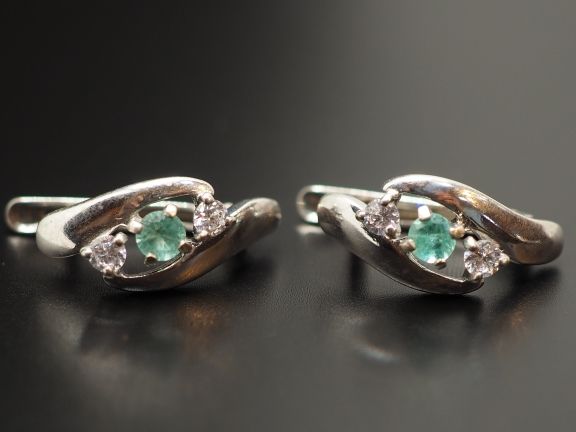 Серьги из серебра с натуральными изумрудами - 65