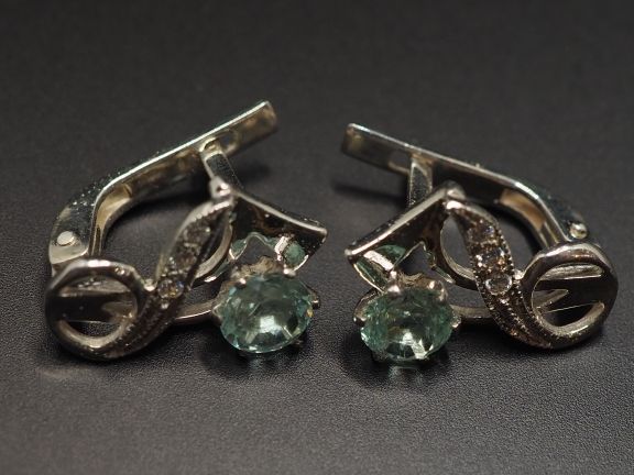 Серьги из серебра с бериллами 0.85 карат - 48