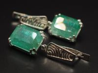 Серьги из серебра с натуральными изумрудами - 72