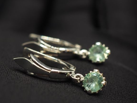 Серьги из серебра с натуральными бериллами - 73