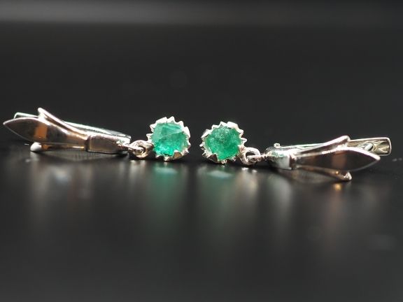 Серьги из серебра с натуральными изумрудами - 74