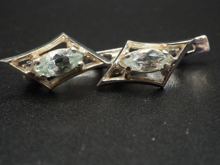 Серьги из серебра с натуральными бериллами - 78