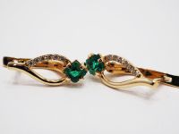 Золотые серьги 585 пробы с изумрудами 2/2. 0,56 карат  и бриллиантами - 71