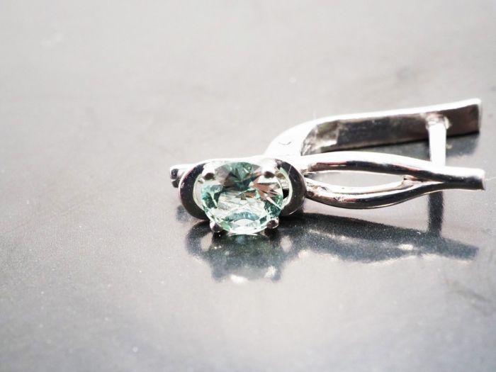 Серебряные серьги 925 пробы с бериллами 0,93 карат - 43