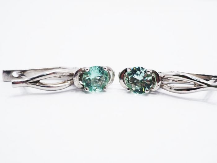 Серебряные серьги 925 пробы с бериллами 0,93 карат - 43