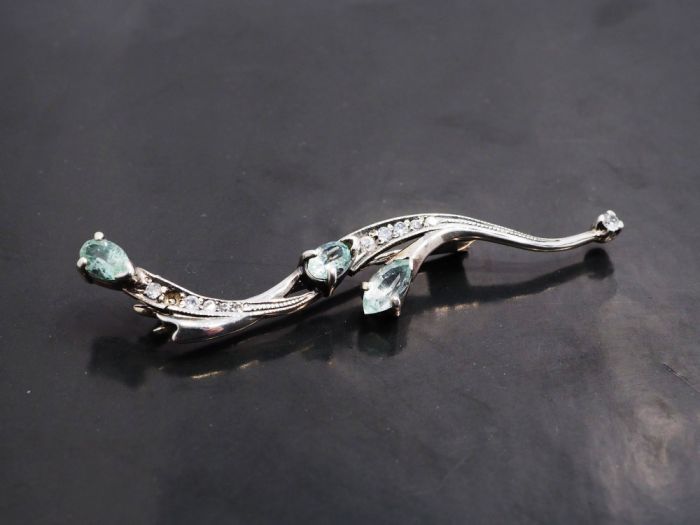 Серебряная брошь с бериллом - 3