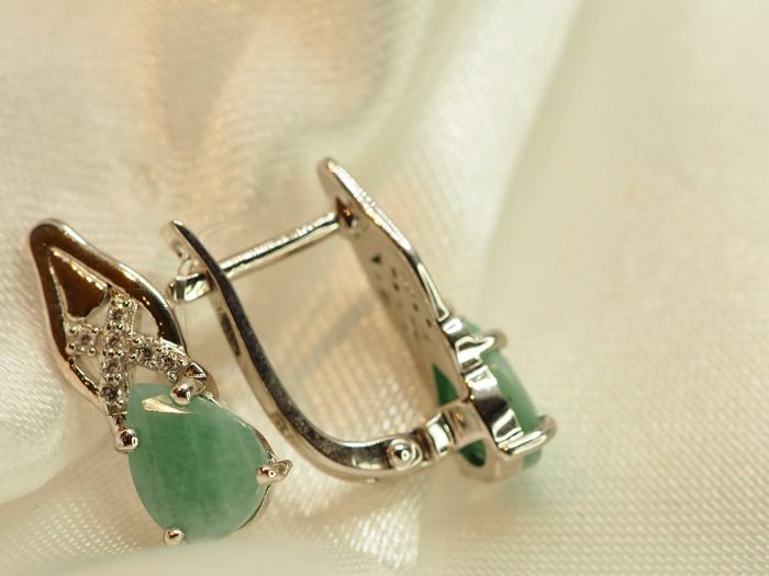 Серебряные серьги с бериллом-175