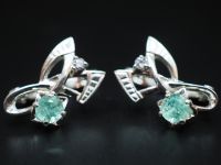 Серьги из серебра с натуральными бериллами - 90