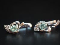 Серьги из серебра с натуральными бериллами - 91