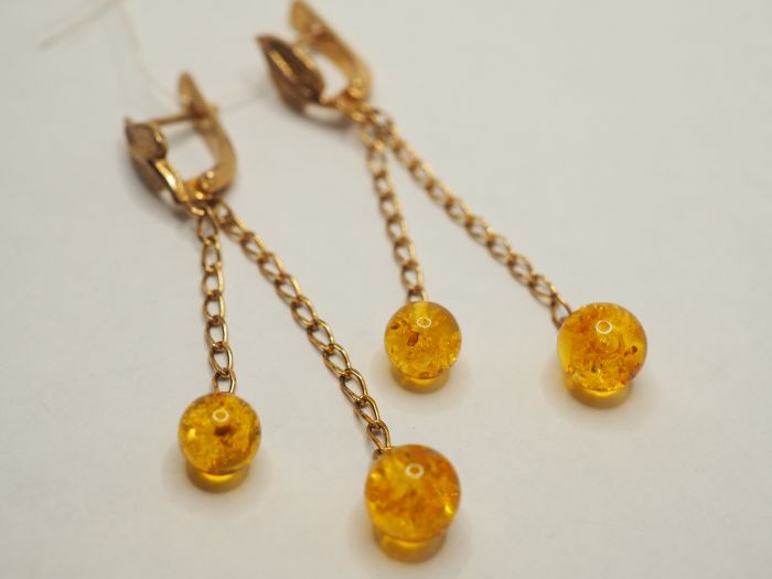 Серьги из серебра с Янтарём - 92