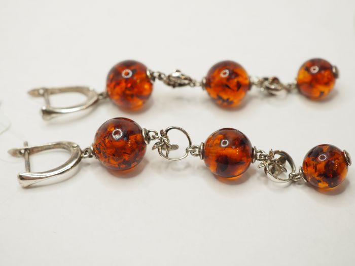 Серьги из серебра с Янтарём - 94