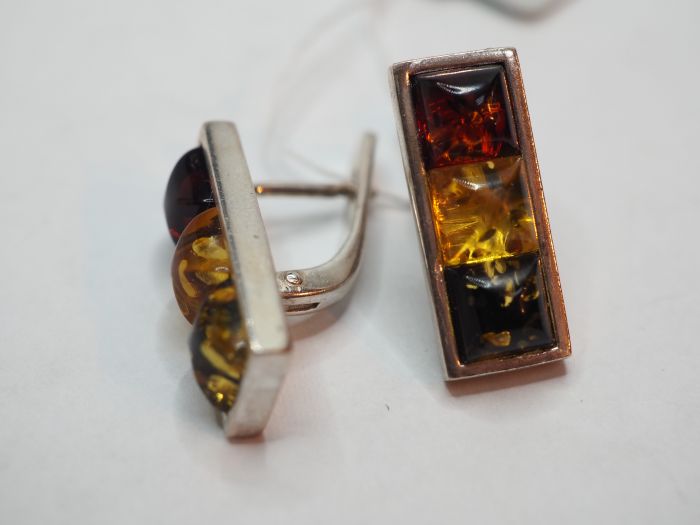 Серьги из серебра с Янтарём - 97