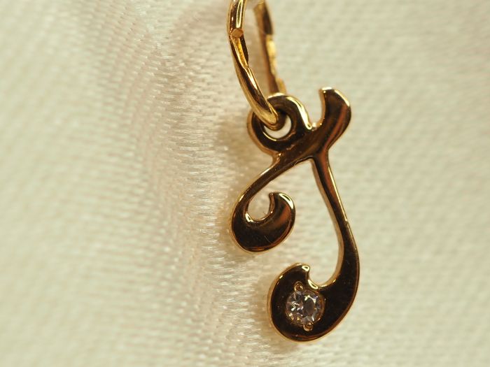 Золотая подвеска 585 с фианитами буква Г-356