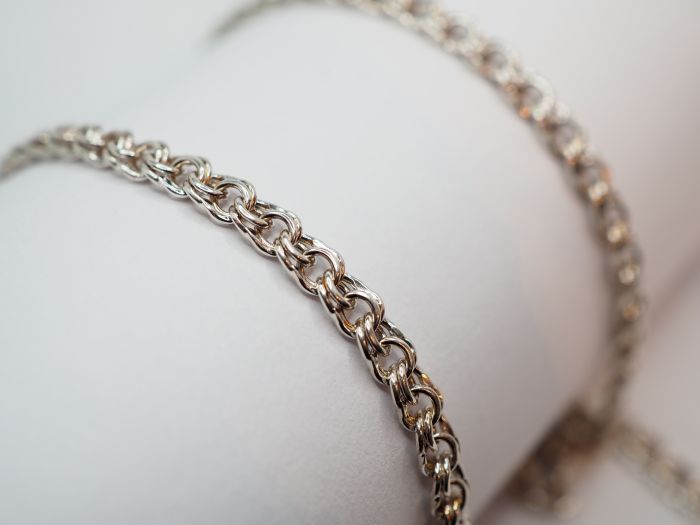 Серебряная цепь 45 см. плетение Бисмарк - 3